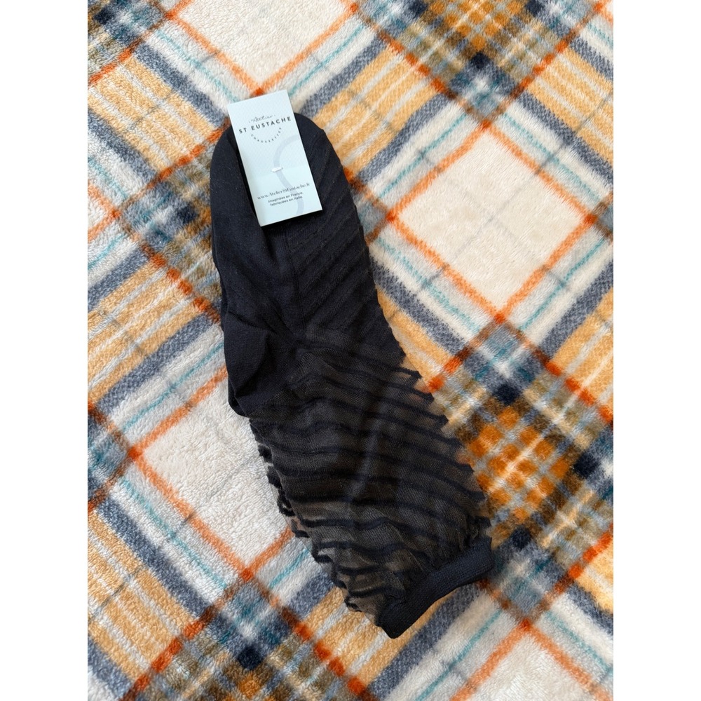 Atelier St Eustache Black Sheer Striped Mesh Socks Made in Italy NWT Balletcore
